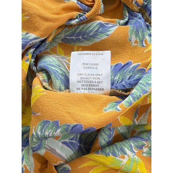 For Love & Lemons Faux Wrap Blouse Rayon V-Neck Long Slv Tropical Birds Size XS - Picture 7 of 8